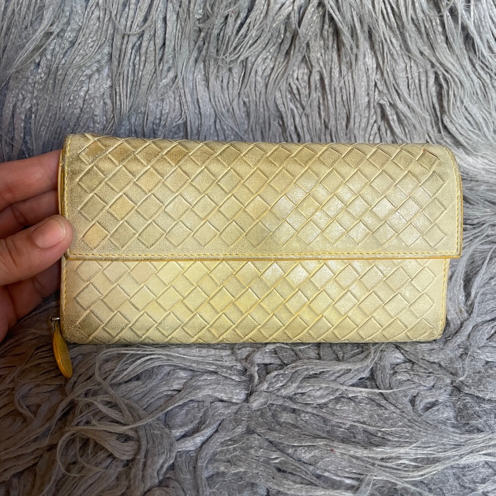 Bottega Veneta Authentic Woven Leather Women's Clutch Zip Wallet *Project piece